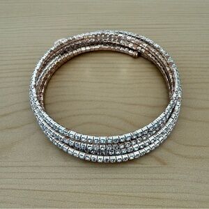 Elegant Rhinestone Coil Rose Gold Women's Bangle Bracelet